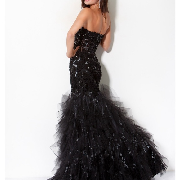 Beautiful Purple Jovani Corset Mermaid tulle dress gown formal designer Size 4 - Picture 7 of 11